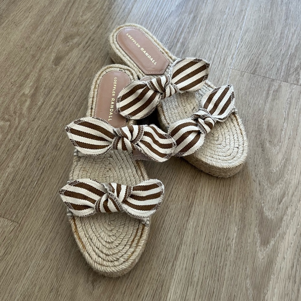 NEW Loeffler Randall - Espadrille Platform Sandals (Brown Stripe) - Size 39